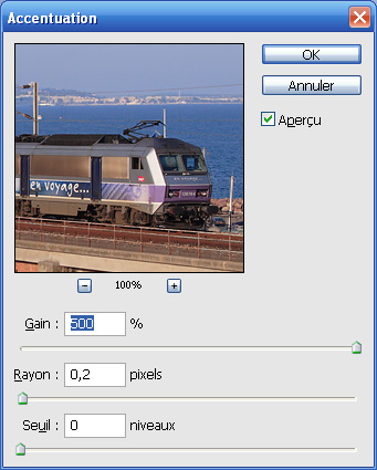 Accentuation sous Photoshop Elements
