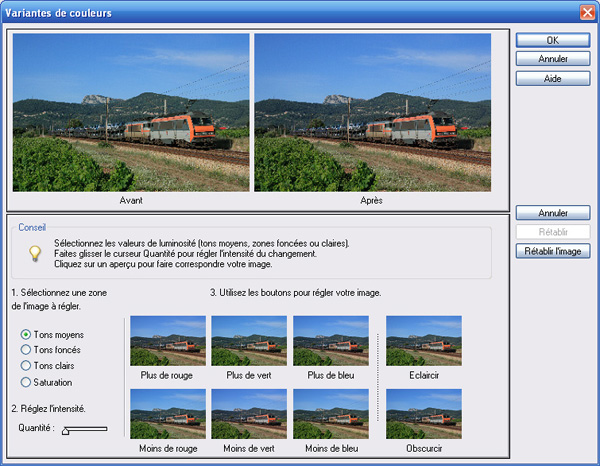 Variante de couleurs sous Photoshop Elements