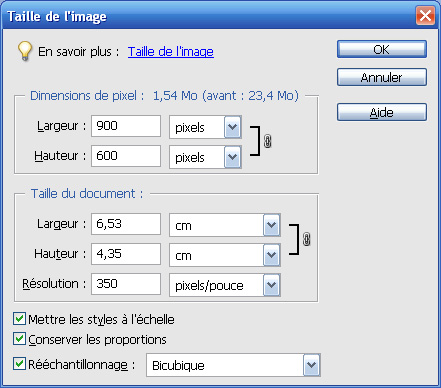 Redimensionnement sous Photoshop Elements