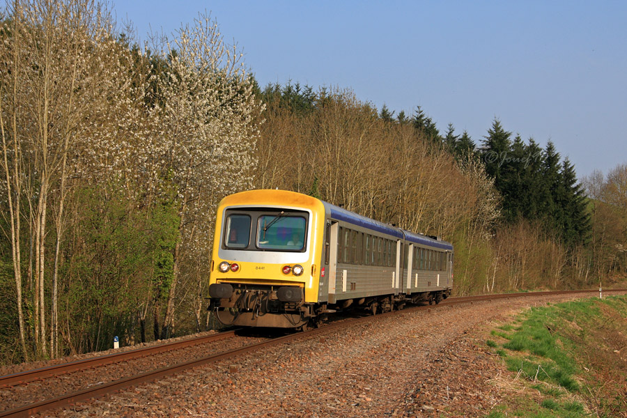 L'X 4652/XR 8441 assure le TER 893902 Lyon Perrache - Paray Le Monial. Il est vu ici un peu avant la commune de Chauffailles.