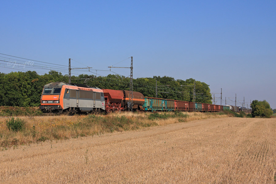 La BB 26185 est en tête de ce train de lotissement en direction de l'Ouest.