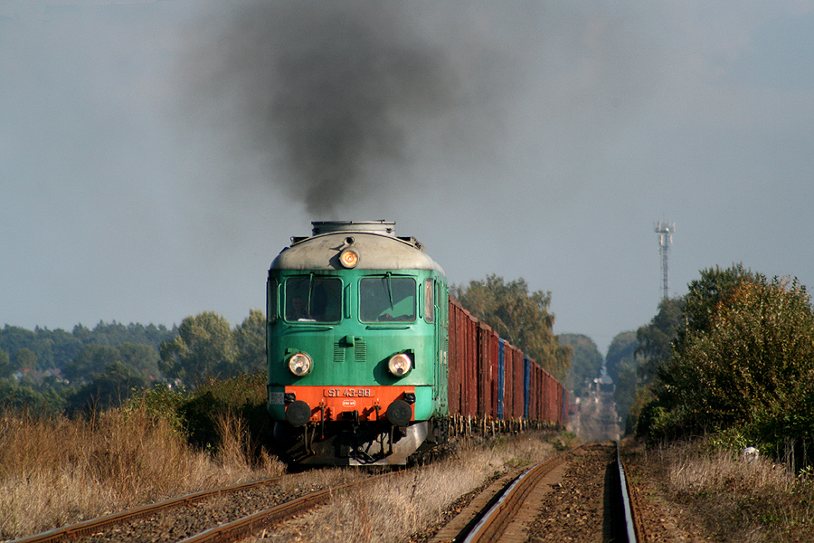 Train de fret entre Twardawa et Głog&oacute;wek en direction de Nysa.