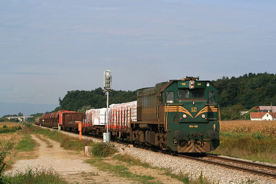 Une "Regan" avec un train de fret &agrave; destination d'Ormož vient de quitter Zamusani.