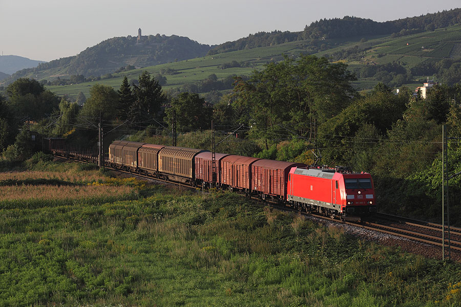 La BR 185 380 en t&ecirc;te d'un train de marchandise mixte su Sud de Laudenbach.