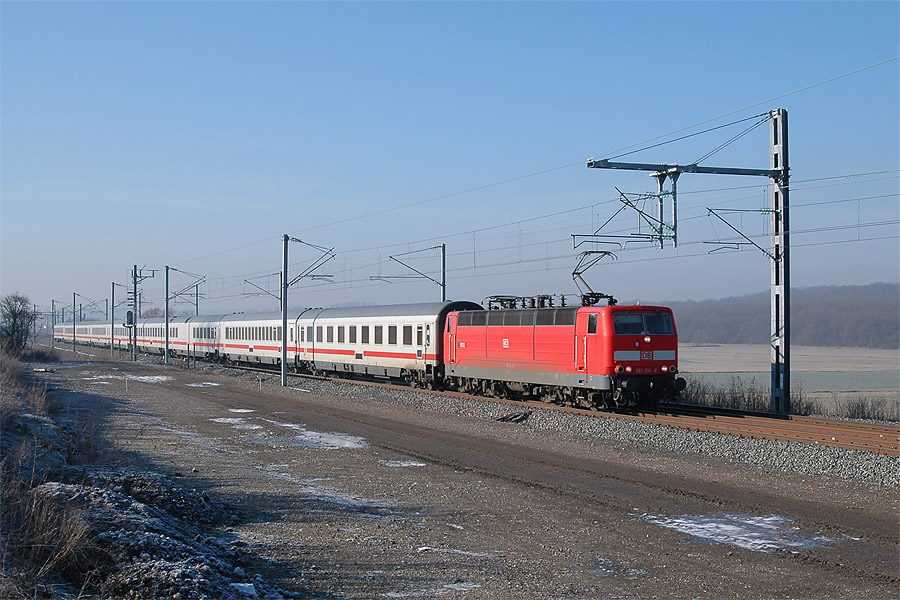L'EuroCity 57 Paris-Est - Frankfurt am Main Hbf &agrave; Herny, BR 181 214-8 baptis&eacute;e "Mosel" en t&ecirc;te.